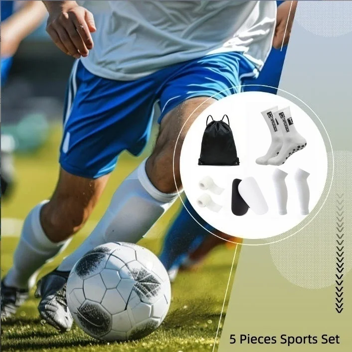 Football Full Protection Kit for Sports Accessory Anti‑Slip Sport Socks Shin Guards Calf Sleeves Ankle Tape Backpack Set