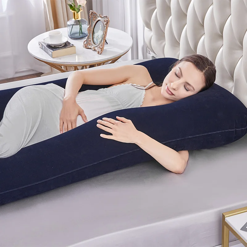 Almohada inflable para embarazadas, cómoda almohada de cintura en forma de U para maternidad, cojín para dormir para mujeres embarazadas, almohada suave para el cuerpo