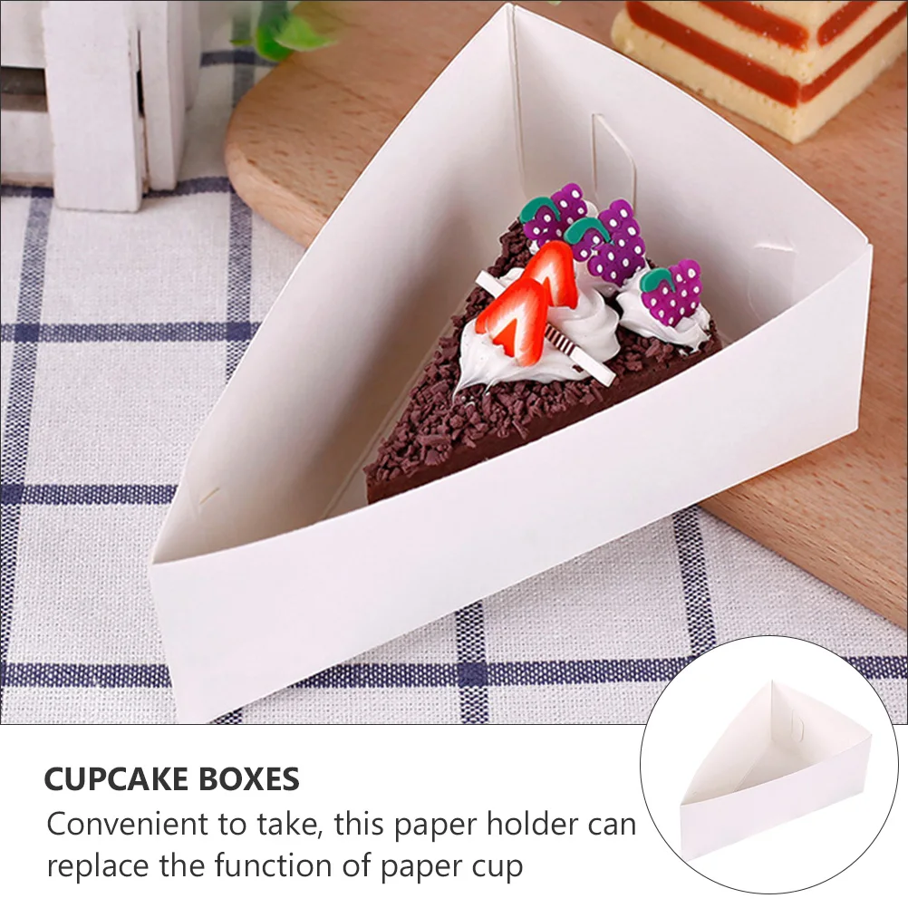 

20PCS Triangular Cake Paper Holder Pastry Containers Disposable Cupcake Carrier Bakery Wrapping Box Eco Friendly Time