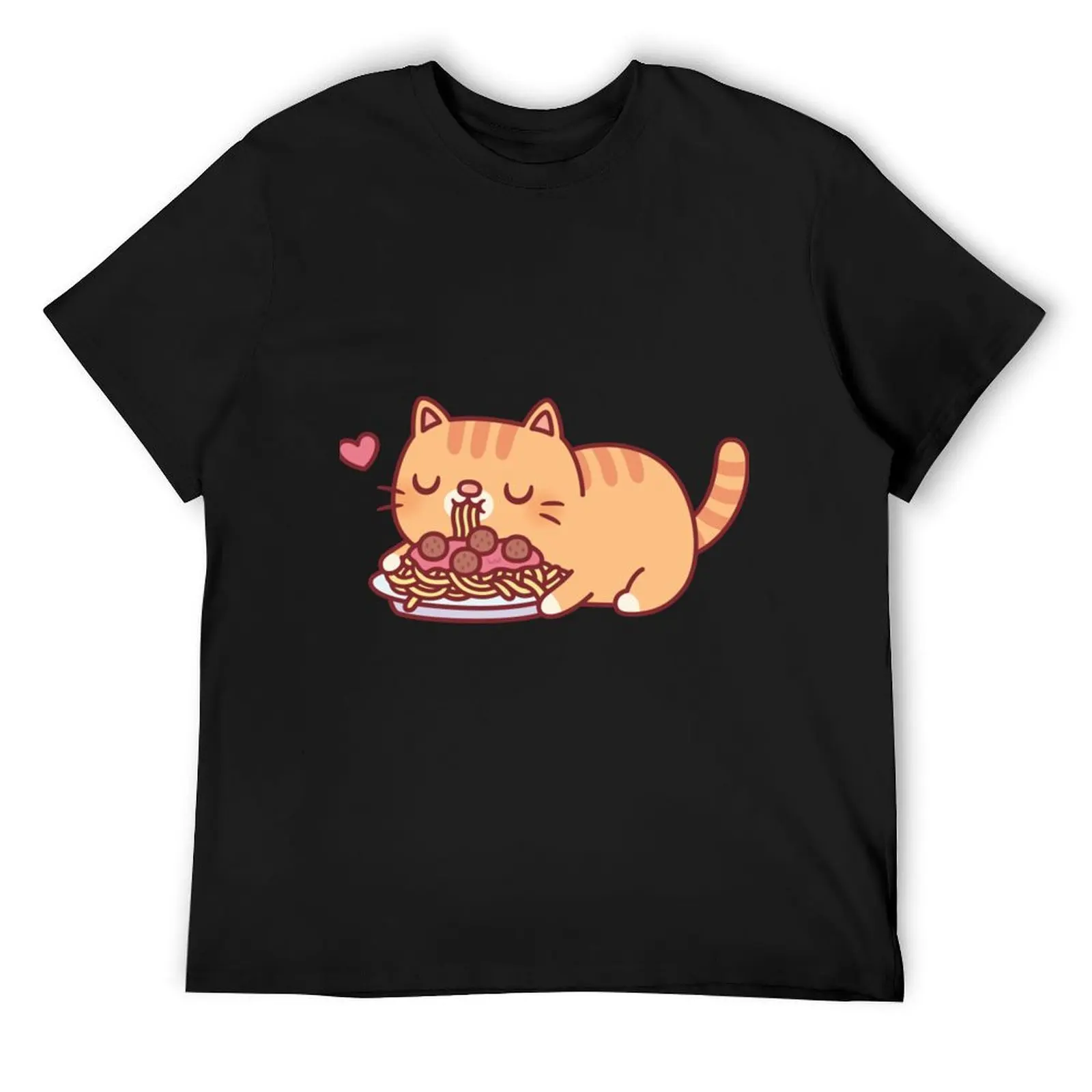 

Милая футболка Chubby Orange Tabby Cat Eating Spaghetti Pasta, новое издание, футболка на заказ, мужские футболки высшего качества