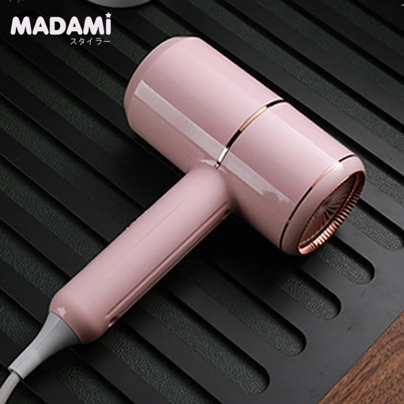 Hair Dryer Hot and Cold Wind Electric Blower With Nozzle Blue Light Negative Ionic Hairdryer Home Use