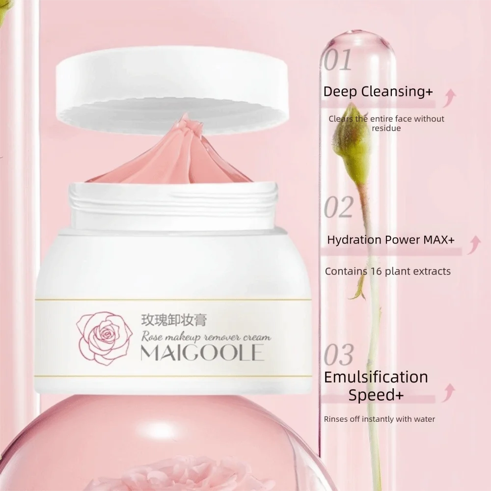 Gently Removes Rose Makeup Remover Cream Quickly Dissolves Non Greasy Cleansing Balm Moisturizes Smoothing Skin