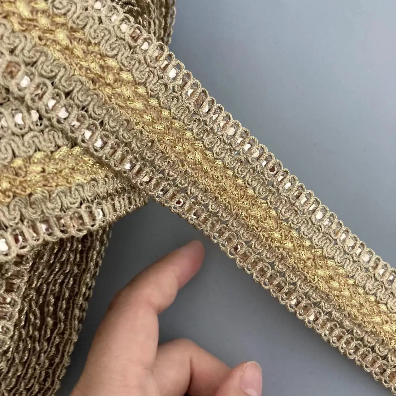 1 Yard 3.6cm Filo d\'oro Lace Trim Nastro Tessitura Stile etnico nazionale Abbigliamento Ricamo Tessuto con paillettes Accessori jacquard