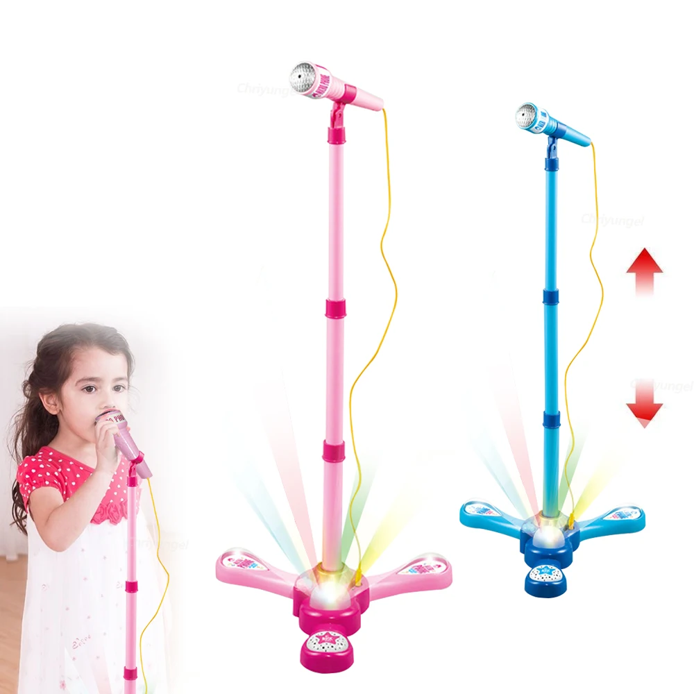 Kids Microphone with Stand Height Adjustable Sing Machine Karaoke Mic for Children Music Instrument Educational Toy for Girl Boy