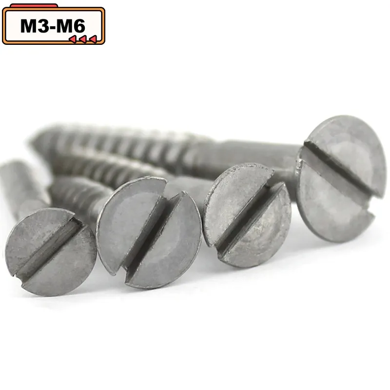 Sl 2/5/10/20 Stück M3 M3.5 M4 M5 M6 Länge 12-80mm Flache Senkschrauben aus Kohlenstoffstahl GB100 mit Schlitz, selbstschneidende Holzschrauben – Detail 6