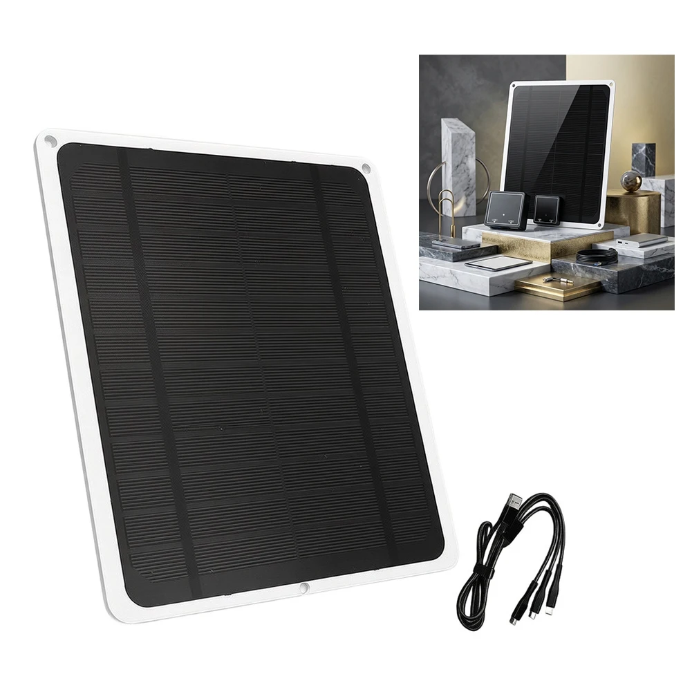5W Monocrystalline Solar Panel Charger Dual USB Output Portable Power Bank For Outdoor Camping Hiking Mobile Phone Tablet