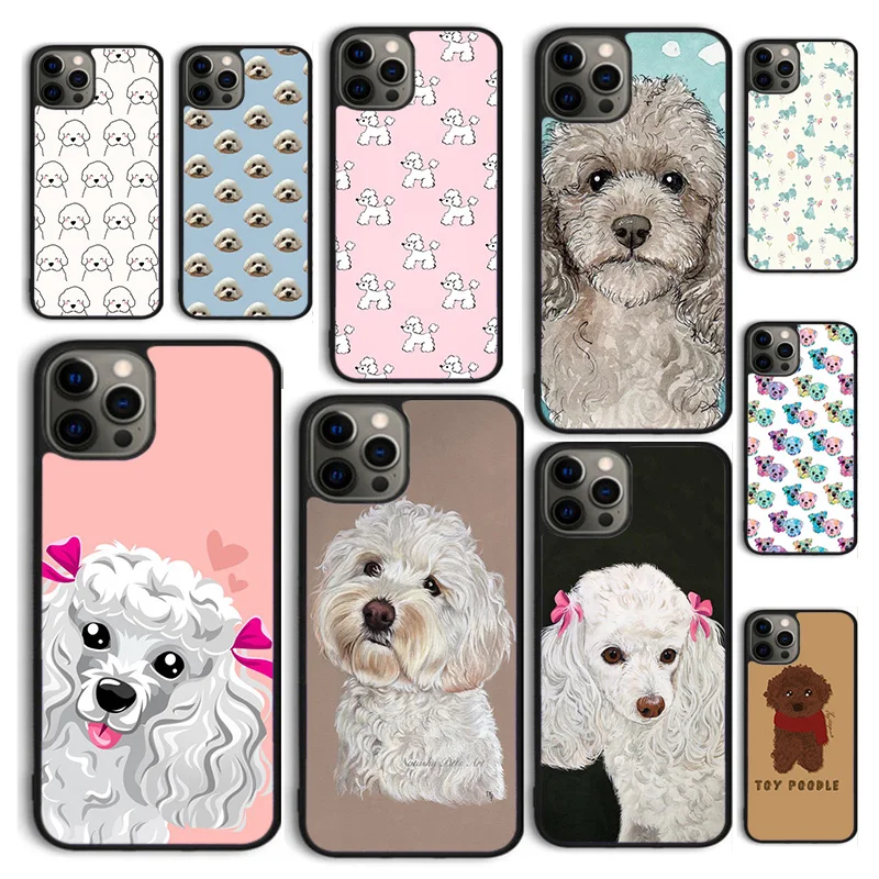 Etui na telefon z psem pudlem w stylu kreskówkowym na iPhone 17 Air 16 16e 15 12 11 13 14 Pro Max Apple Plus Coque