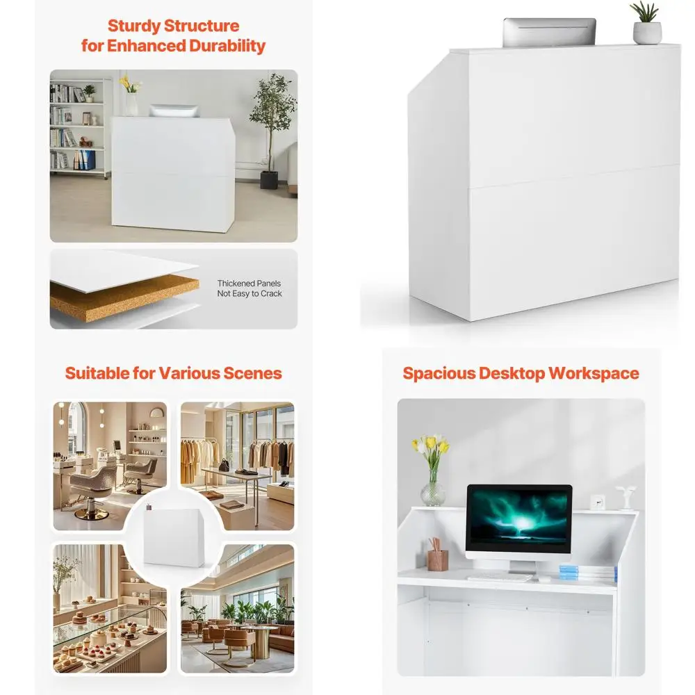 

Белая офисная стойка ресепшн 46 дюймов с прямоугольной столешницей для розничной торговли и зон ожидания