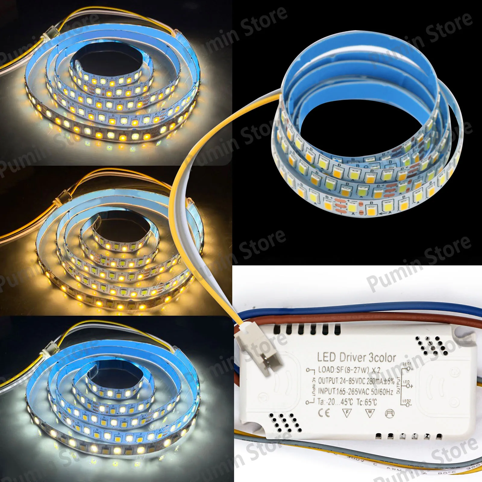A Set 1m Width 2835 SMD High brightness LED Strip Paired with driver Cool Warm White 4000K LED Lamp Tape for Home Decoration DIY