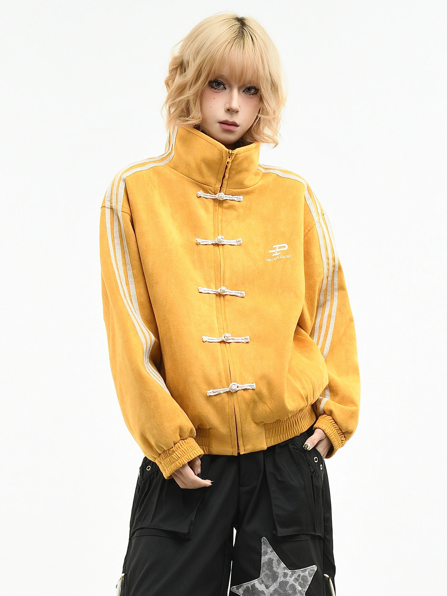 Giacca Sportiva Originale OV Cinese con Bottoni e Collo Alto dal Design Ampio per Uomo e Donna, Modello Primaverile Casual