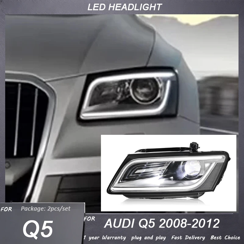 

For Audi Q5 2008-2012 Headlights DRL LED Car Lamps Daytime Running Lights Dynamic Turn Signals Accessories Plug and Play,2PCS