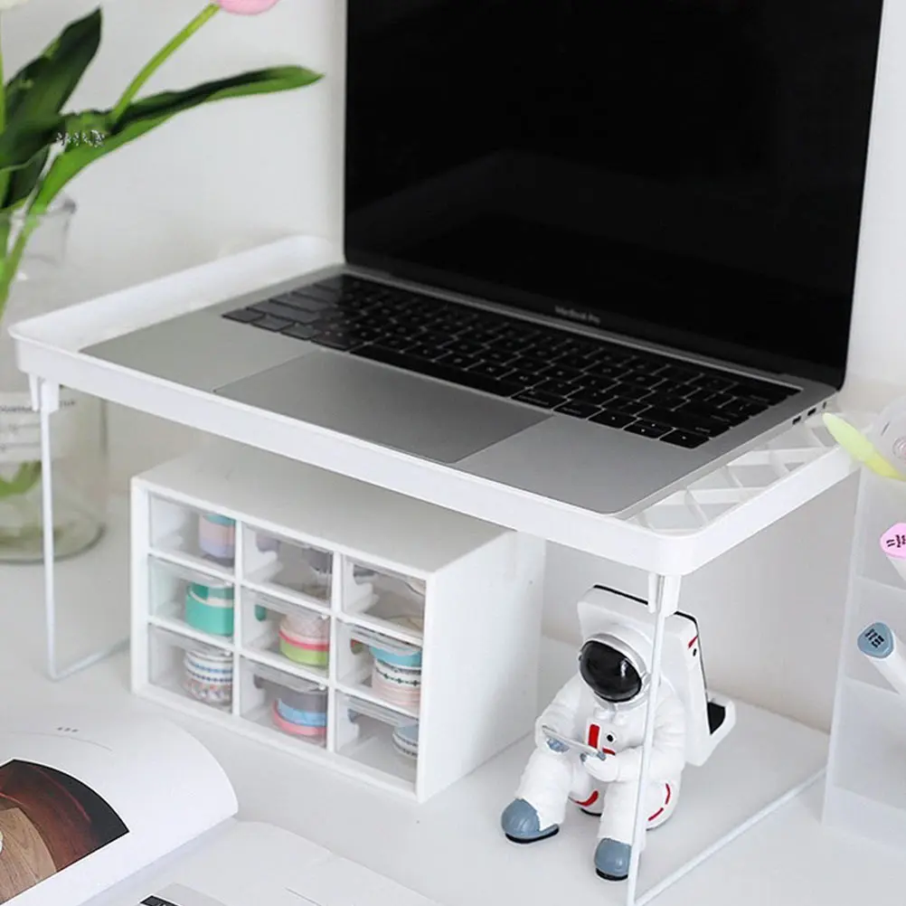 

2 PCS Stationery Shelf Sundries Storage Rack Riser Heightening Simple Multi-purpose Organizer Plastic Desktop