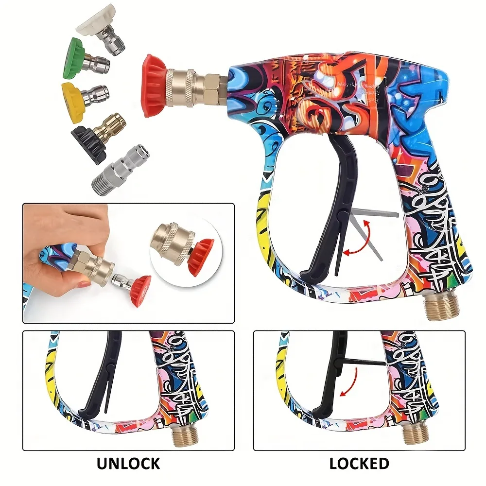 

Garden pressure cleaning gun+adjustable foam gun kit, thick foam, 5 nozzles for car detail cleaning