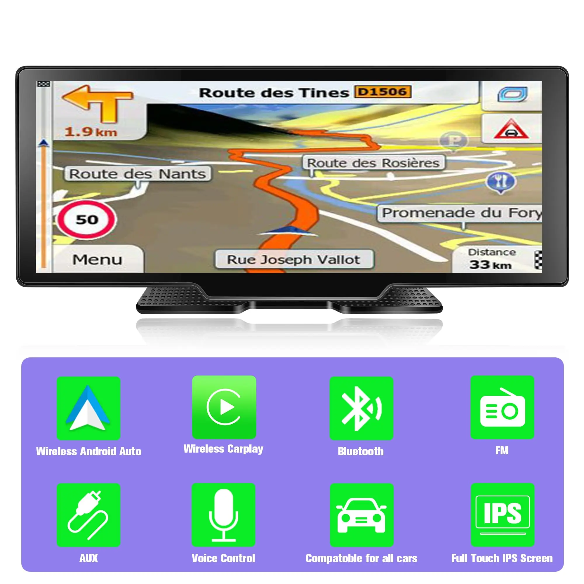 Carplay Nirkabel Android Auto, Carplay Stereo Android Carplay Bluetooth Putar Mobil AUX Layar Android Bluetooth 1080P + 2.5K Kartu SD