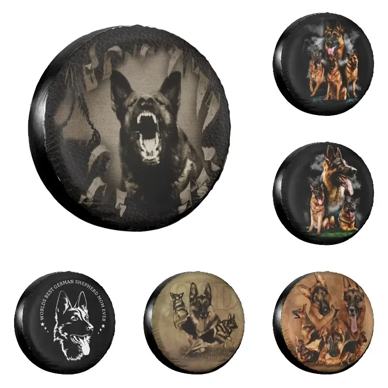 Angry German Shepherd Spare Tire Cover for Suzuki Mitsubish Custom GSD Dog Dust-Proof Car Wheel Covers 14