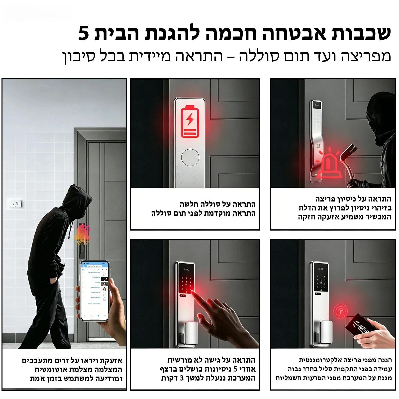 SmarDeer Israel 6590 Mortise Smart Lock for Tuya,IP66 Waterproof 3D Face & Palm Vein Recognition Lock with Hebrew,Tuya Wifi Lock view 3