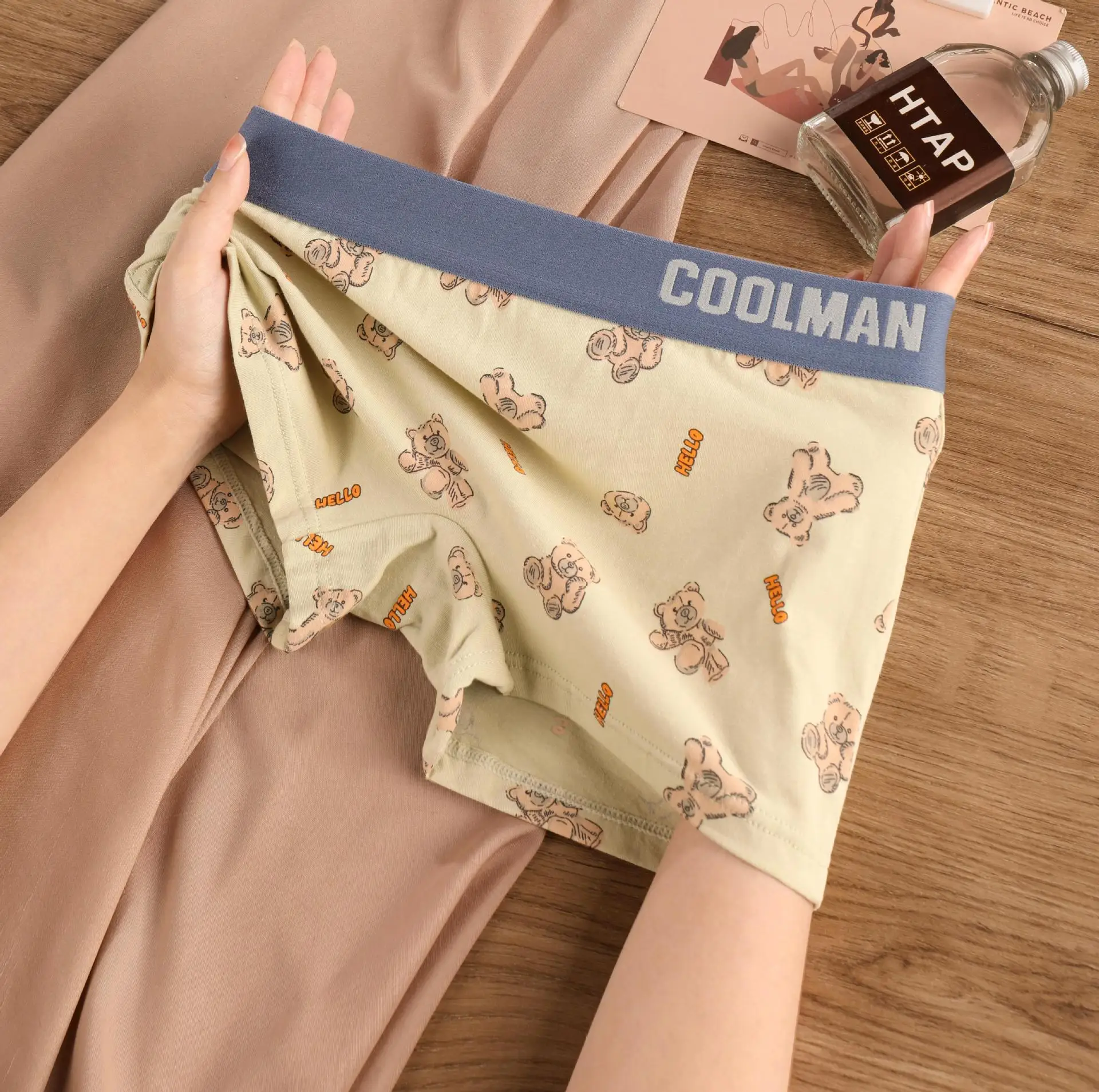 

1-3pc Cute Cartoon Bear Boxer Women Cotton Panties Student Girls Ladies Breathable Briefs Mid-waist Beathable Boyshort Underwear