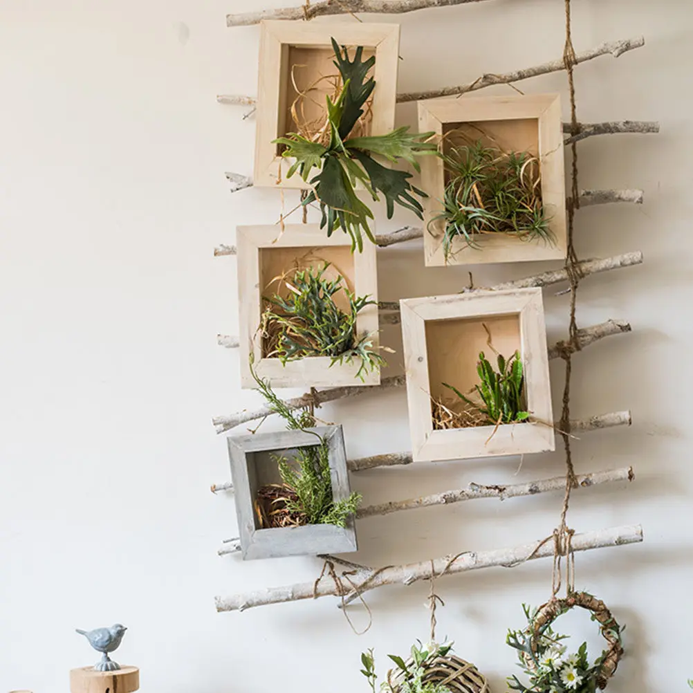 1Pcs Eco Friendly Wooden Flower Pot Retro Wall Hanging Planter Home Garden Office Decor Stylish Plant Container Creative Gift