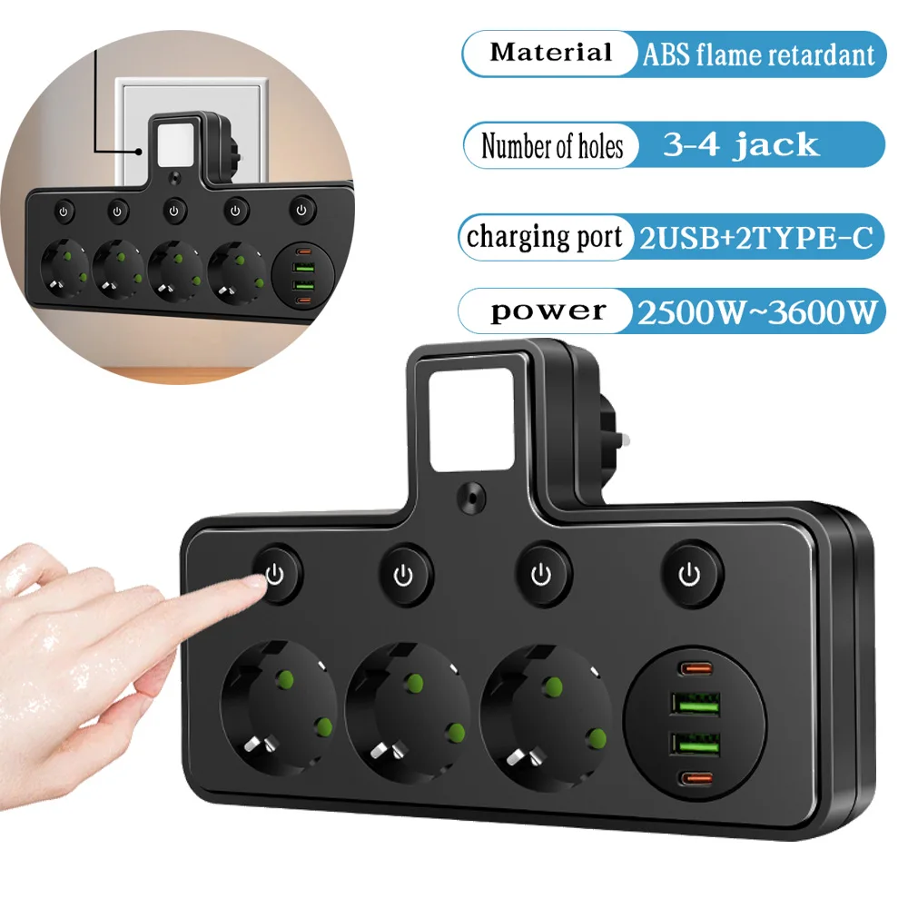 

Розетка европейского стандарта, умный удлинитель, сетевой фильтр с портом USB Type-C, настенное зарядное устройство, адаптер переменного тока для домашних офисов, быстрая зарядка PD