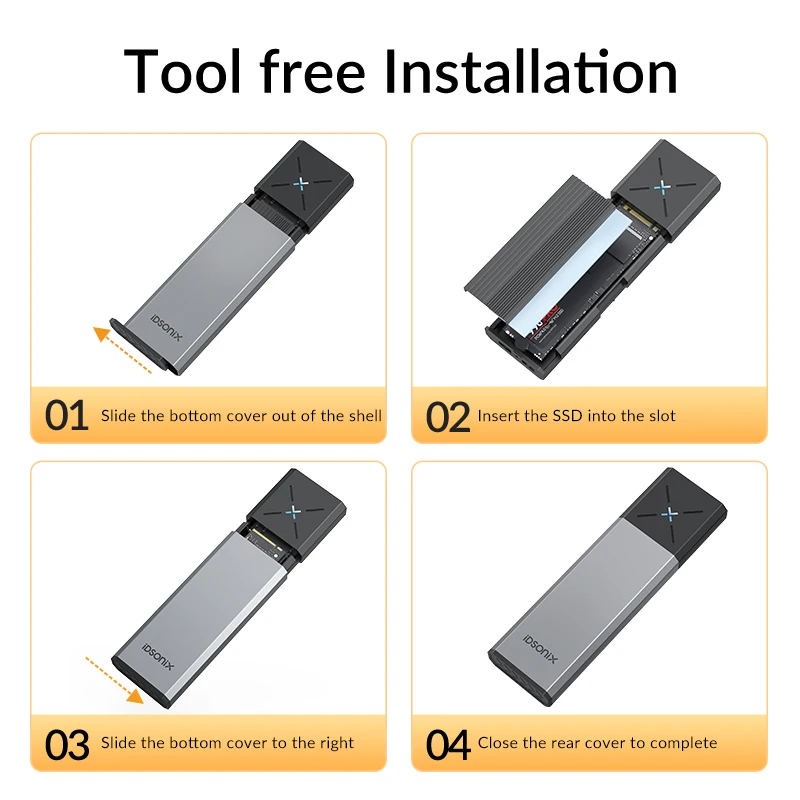 IDsonix M.2 obudowa na SSD NVMe do USB C 3.2 Gen2 10Gbps NVMe PCIe obudowa 5Gbps NGFF SATA zewnętrzna obudowa dysku twardego M klucz B klucz