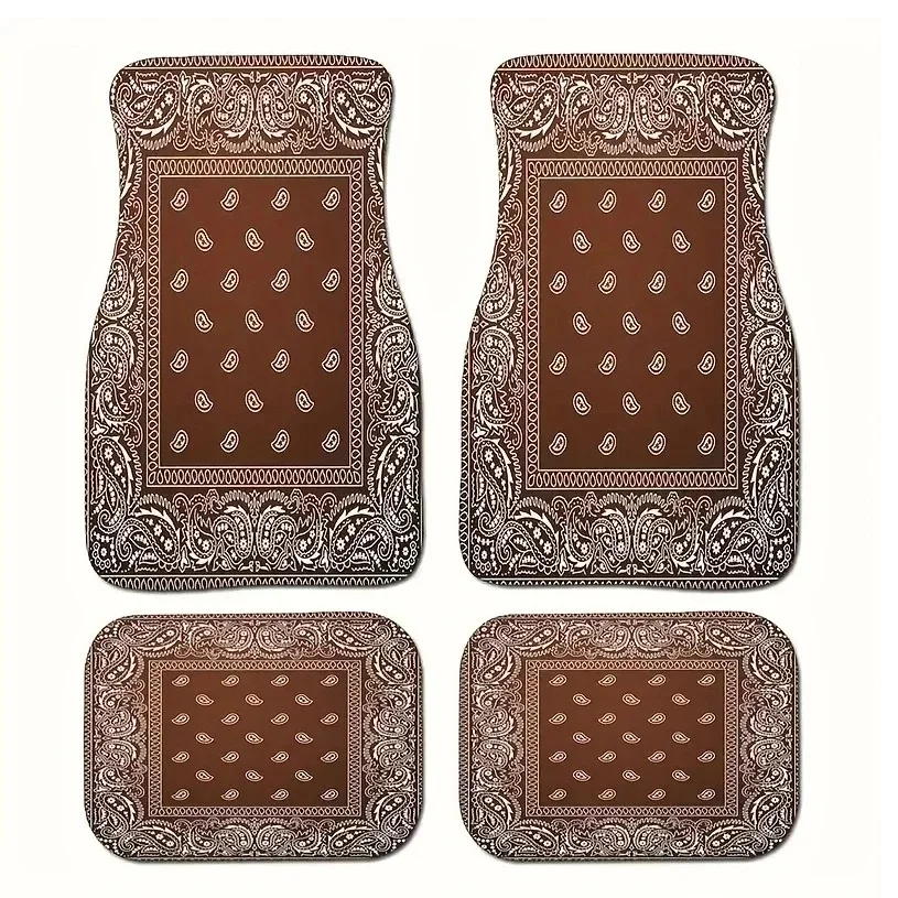 Antique Oriental Turkish Persian Carpet Car Floor Mats 4-Piece for Front Rear Seats Durable Floor Carpet Heavy Duty Rubber Back - view 5