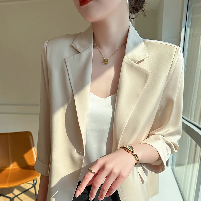 Żakiet damski oferta moda koreańska do pracy biurowej dla kobiet elegancja casual proste garnitury jednolity kolor letnie szorty krótki rękaw top