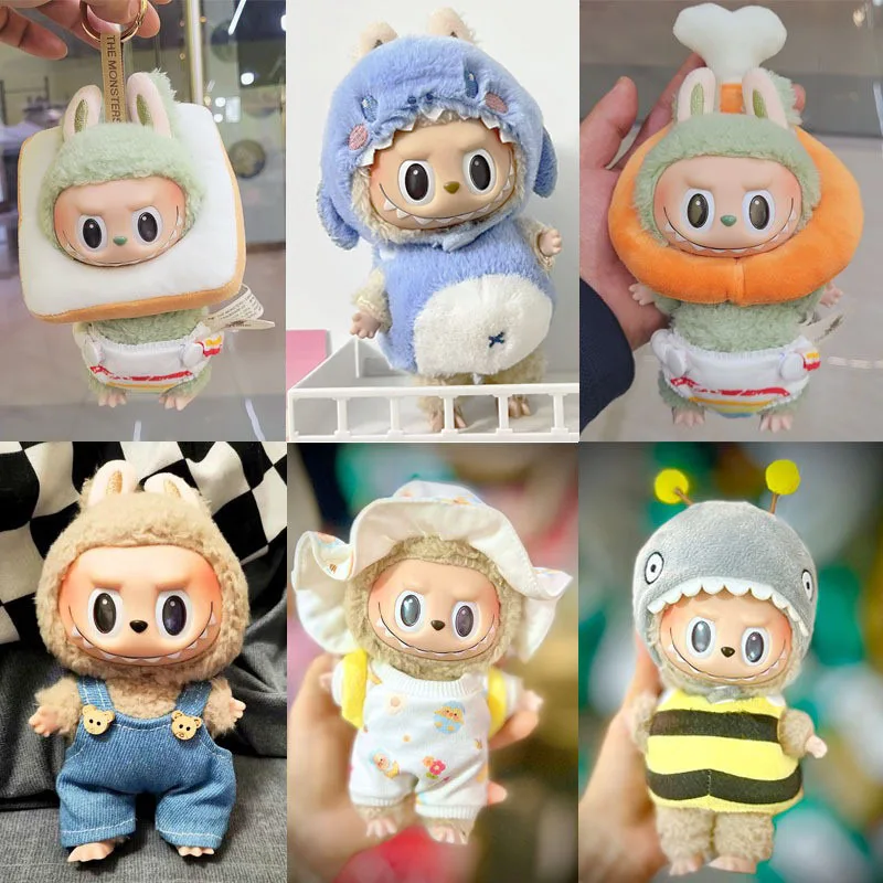 17Cm Pluche Pop Kleding Leuke Mini Meisje Gift Labubu Idool Poppen Hoodie Jumpsuit Kleding Accessoires Voor Korea Kpop exo Pyjama