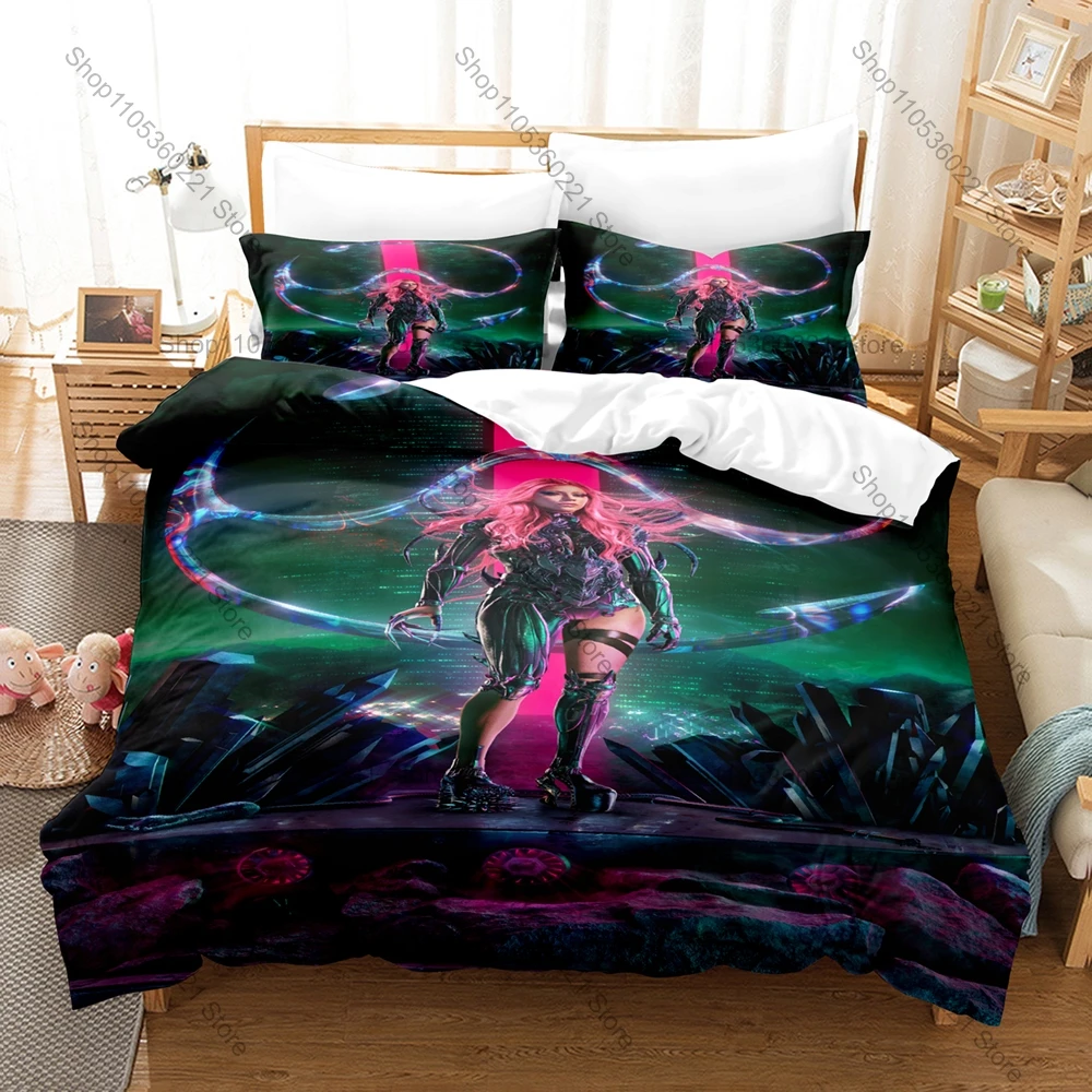 Cool Pop Music Bedding Set 3Pcs The Chromatica Ball Tour Exquisite Singer Print Stylish Home Decor For Gaga Collectors