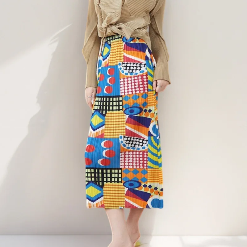 Women's Spring/Summer Beach Vacation Printed Midi Skirt, Versatile, Fitted, Suitable for Commuters, Wholesale