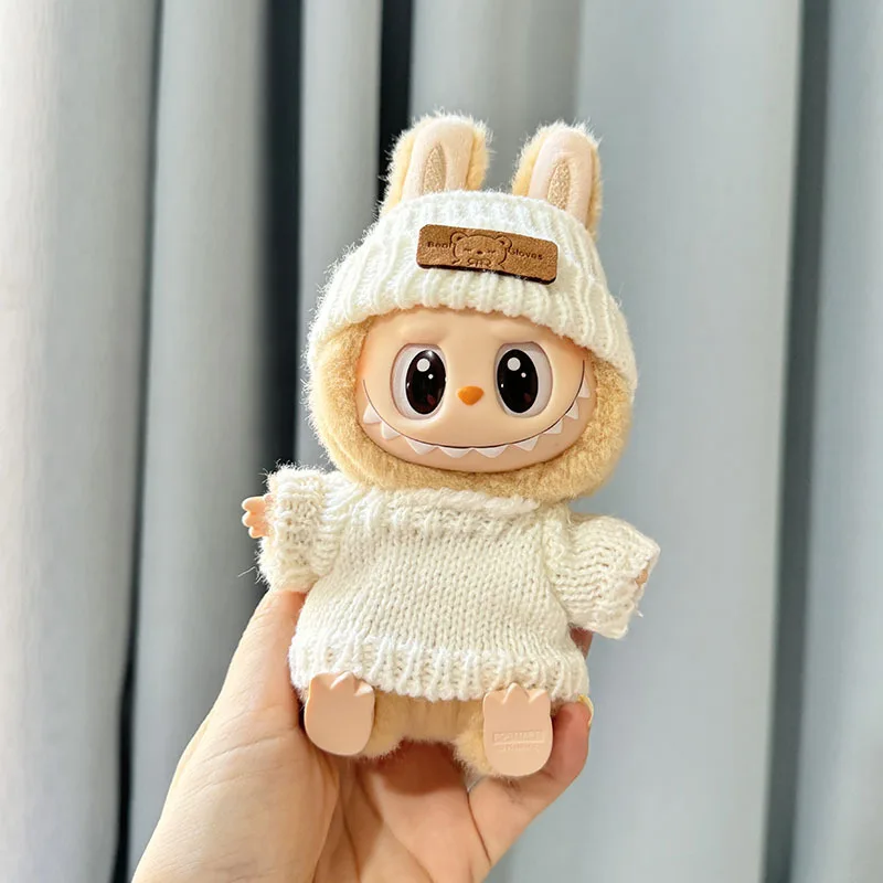 Ropa de muñeca de peluche Labubu I II, ropa de muñeca de ídolo, ropa de fiesta sentada, suéter con sombrero, accesorios para Kpop Exo de Corea, 17cm