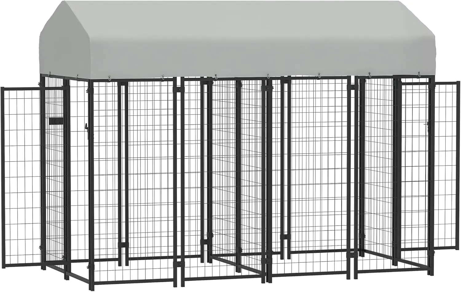 

Outdoor Dog Kennel with 2 Rooms, 8' x 4' x 6' Heavy Duty Welded Wire Dog Playpen Enclosure with