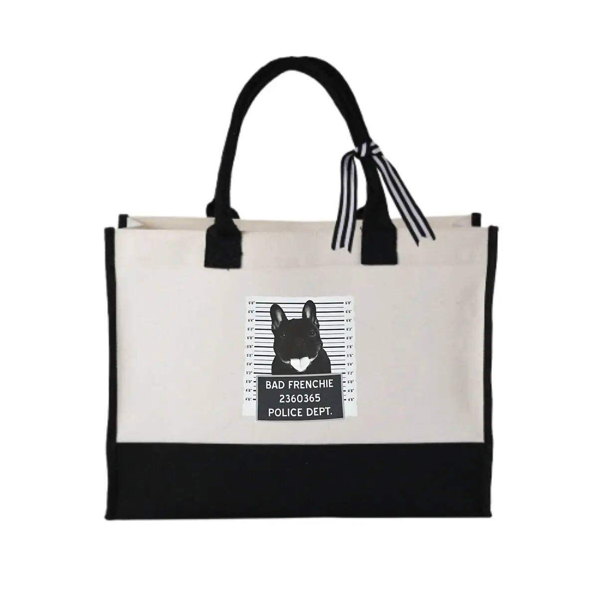 

Bad Frenchie Grit Patchwork Canvas Tote for Weekend Getaways