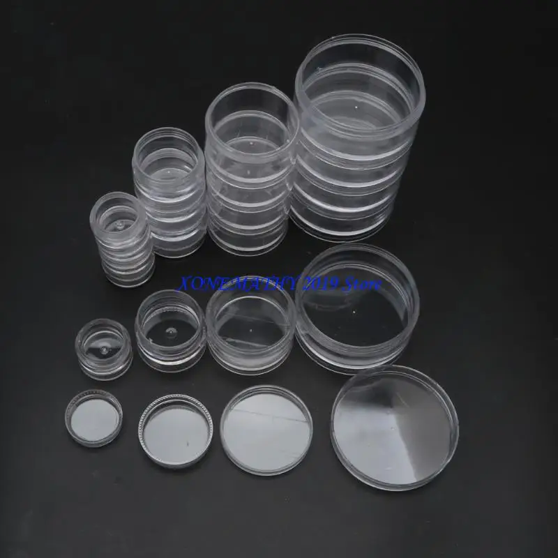 

F42F 5 Slot Clear Plastic Round Storage Jars Art Craft Accessory Box