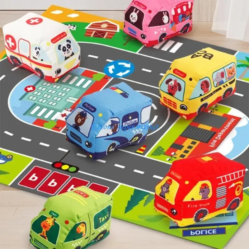 090B Multifunctional Baby Toy Car, Storage Bag, and Play Mat Squeaky Animals Interactive Car Toy with Sound Effects