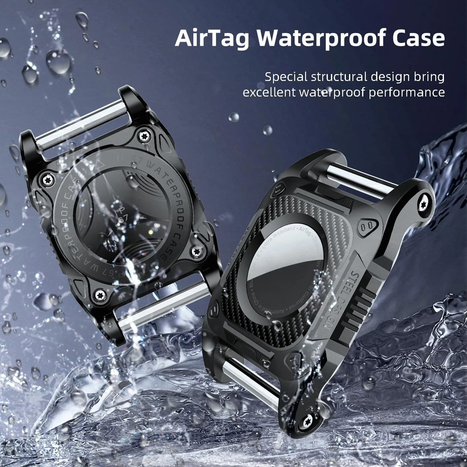 Compatible Apple Airtag Dog Collar Holder Air tag Keyring Waterproof Hard TPU Full Protection Airtag Case for Key GPS Tracker
