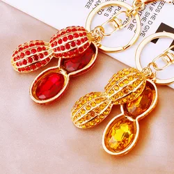 Fashion Jewelry Key Chain Pendant Cute Peanut Shape Keychain Alloy RhinestoneCar key Decoration Key Ring Accessories