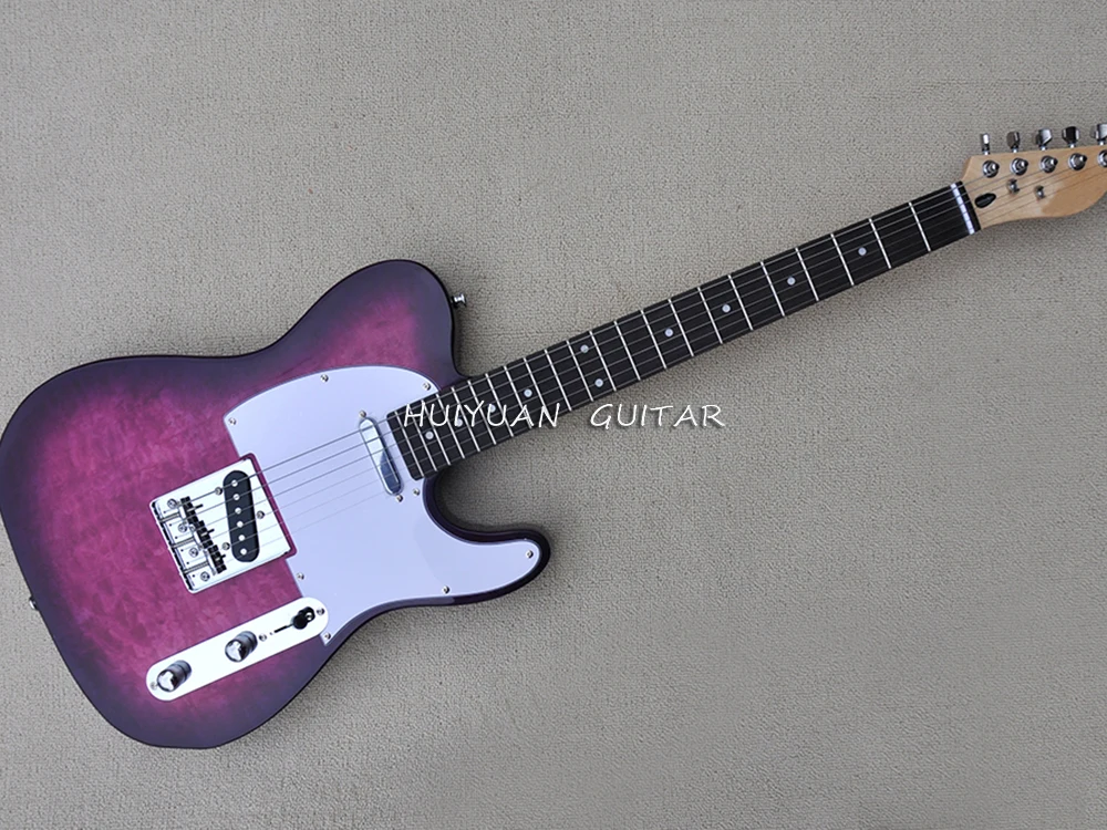 

6 Strings Purple Electric Guitar with White Pickguard,Rosewood Fretboard,Can be Customized