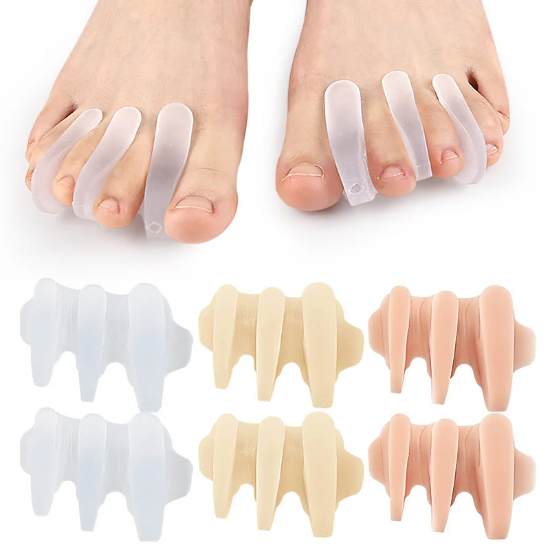 2Pcs=1Pair Soft Gel A-shaped Toe Separator Bunion Corrector Spacer Overlapping Wear-resistant Foot Straightener Toe Stretcher