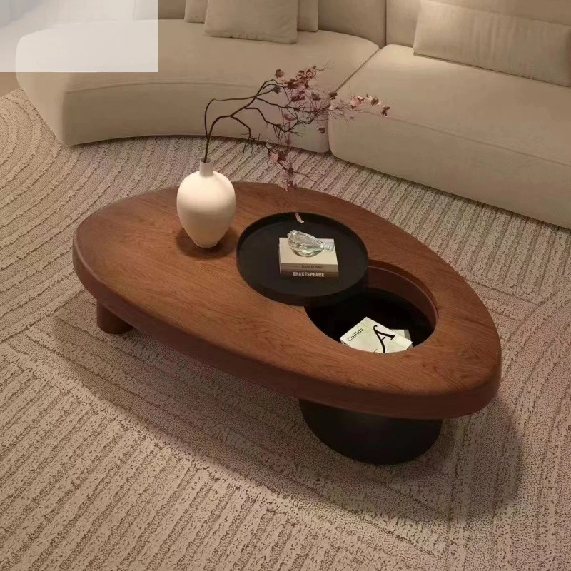 طاولة قهوة بسيطة من الخشب الصلب على طراز العصور الوسطى عبر الحدود لغرفة المعيشة والمنزل على شكل خاص لتخزين طاولة الشاي وسجل إبداعي #1