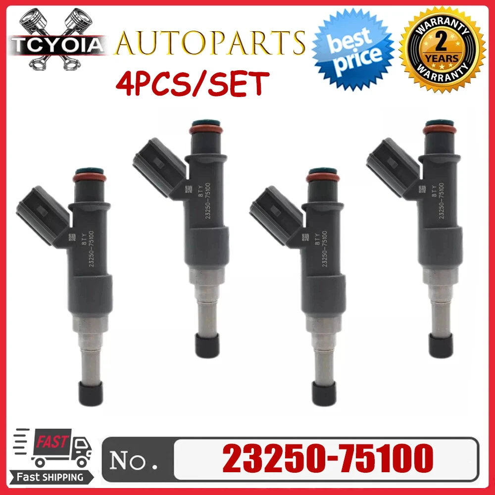 Pack of 4 Fuel Injection Nozzle 23209-79155 23250-75100 23209-75100 23250-79155 Fuel Injectors for Toyota Prado TRJ120 Hilux