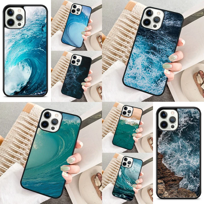 Blue Sea Ocean Waves Phone Case For iPhone 16 15 14 11 12 13 mini Pro  XR XS MAX Plus coque Cover Shell