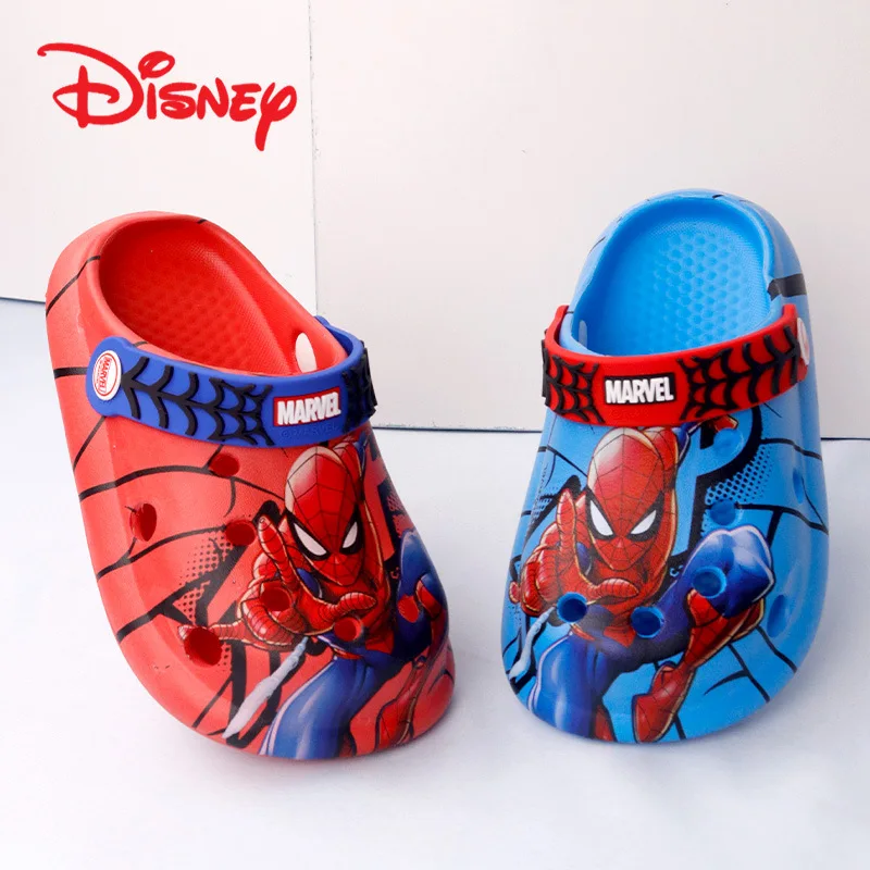 2024 Disney Children\'s Slippers Summer Boys Spiderman Slipper Anti-slip Hole Kids Beach Shoes Soft Bottom Toddler Home Slipper