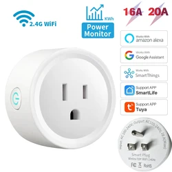 Tuya WIFI Smart Socket US Plug 16A/20A With Power Monitoring Timing Function Smart Life App Outlets Works With Alexa Google Home