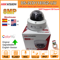 Hikvision 8MP IP Camera DS-2CD1183G2-LIU Built-in Mic Dual-Light 4K Smart Hybrid Light With ColorVu Fixed  Dome Network Camera