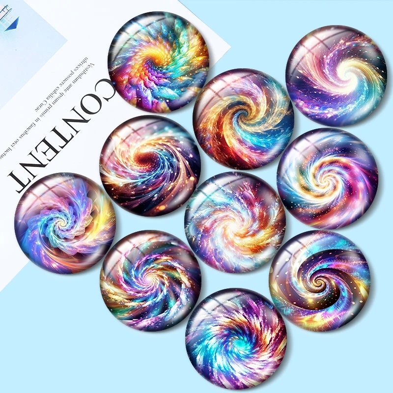 

Magic Galaxy Pattern 10pcs 12mm/18mm/20mm/25mm Round photo glass cabochon demo flat back Making findings