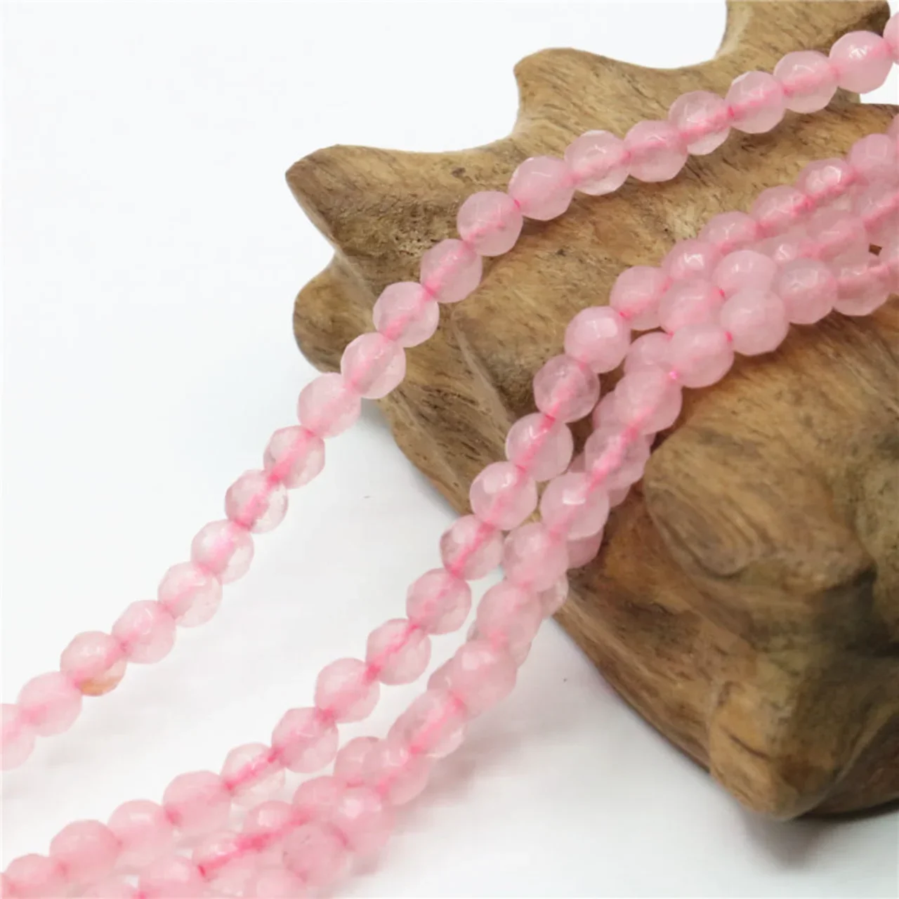 

4mm Natural Accessories Pink Jade Chalcedony Stone Loose Beads Round Faceted Crystal Crafts DIY Girl Jewelry Making 15inch Women