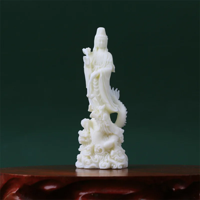 Factory Direct Sales Ivory Nut Guanyin Bodhisattva Ornaments Royal Dragon Guanyin Statue Living Room Buddha Auspicious Dragon Gu