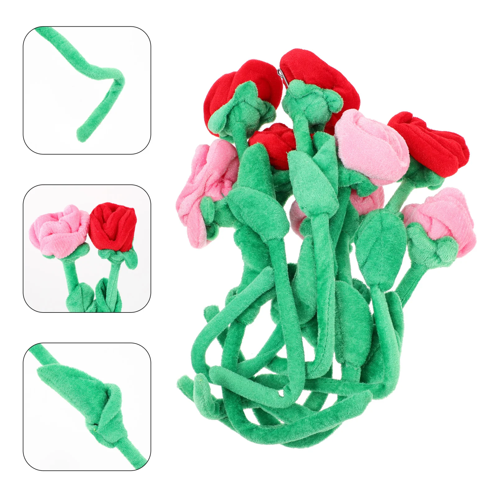 

8 Pcs Rose Plush Artificial Pillow Home Flower Bouquet Decor Ornament Wedding Child