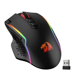 Redragon-ratón inalámbrico M810 Pro para juegos, Mouse con cable de 10000 DPI, con tecla de disparo rápido, 8 Botones Macro, negro/blanco