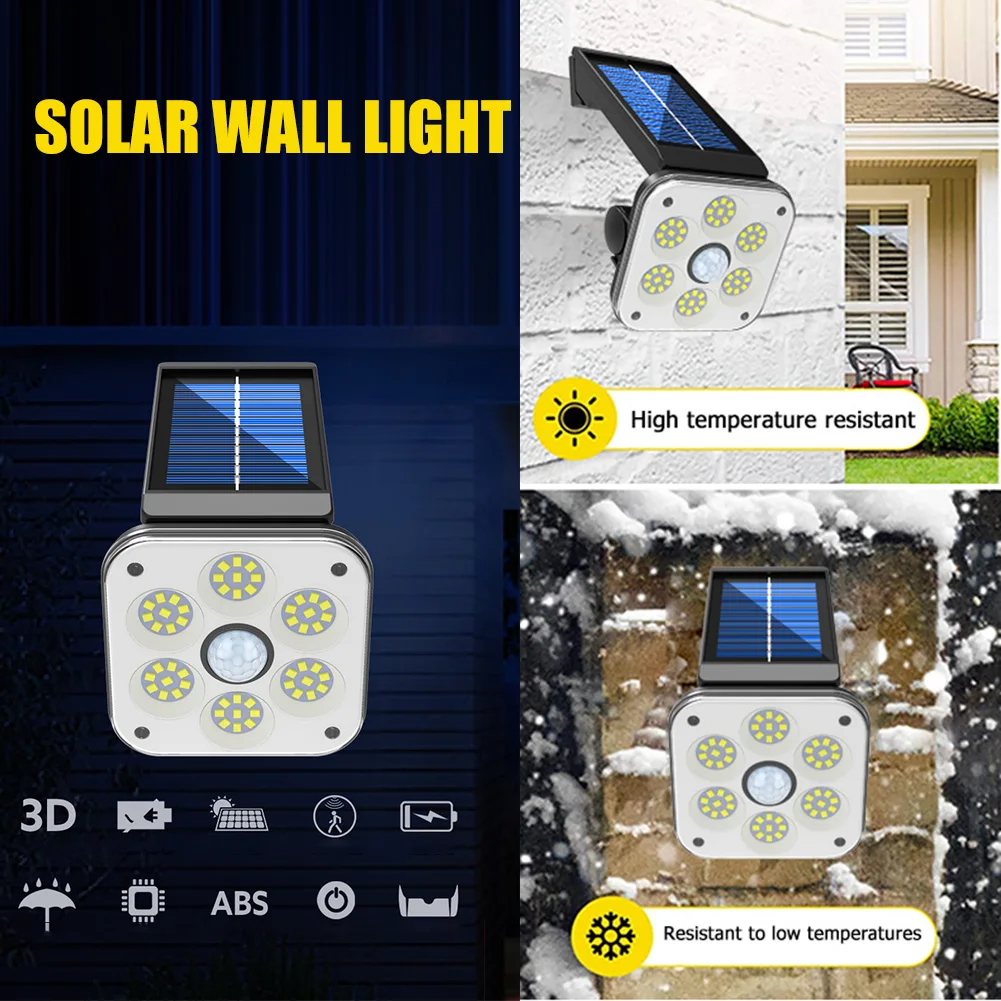 Outdoor PIR Motion Sensor Wall Light Waterproof Solar Powered Induction Lamp Solar Power LED Waterproof Easy Installation